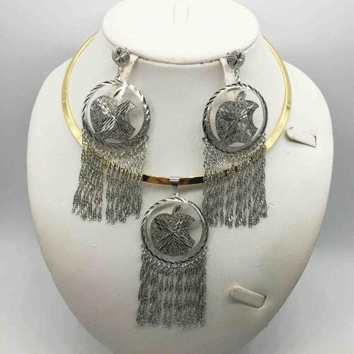 HOT Fashion wedding Dubai Africa Nigeria African Jewelry set gold-color necklace Earrings romantic woman Bridal Jewelry Sets