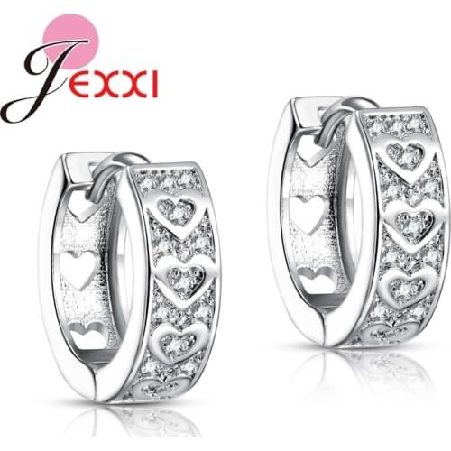 Womens Girls Clear Cubic Zirconia Fashion Round Hoop Earrings Fashion Jewelry With Lovely Heart