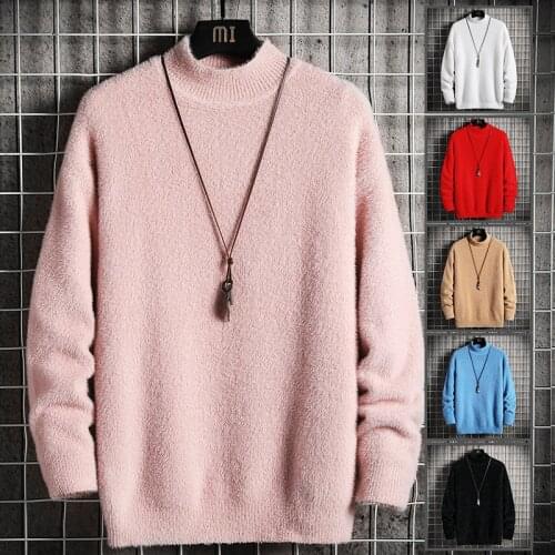 Sweater Mens 2020 Winter Mink Cashmere Pullovers Casual O Neck Soft Warm Jumper Autumn Mohair Sweaters Pull