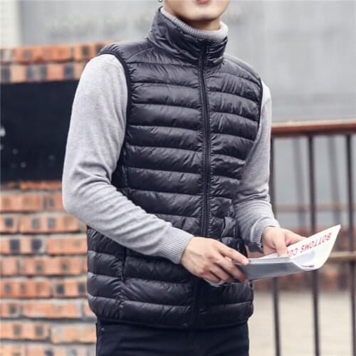 Men Lightweight Down Vest Coat Autumn New Men Solid White Duck Down Vest Fashion Casual Down Vest Male Clothing