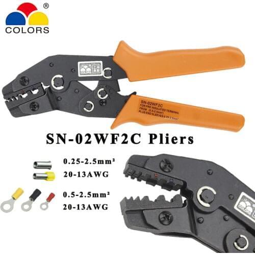 Colors SN-02WF2C crimping pliers tube/non insulation terminals electrical clamp kit tools rimping Tool Wiring Crimp Pliers