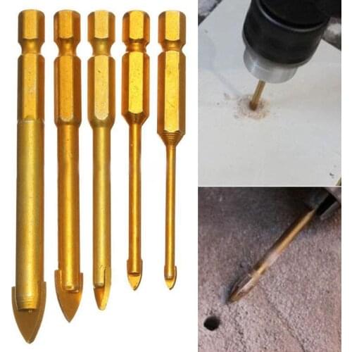 NEW 5pcs Hex Ti Porcelain Spear Head Ceramic Tile &Glass Drill Bits Set 3/4/6/8/10mm