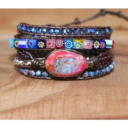 NEW High quality wrap bracelet for women 5x braid leather bracelet boho style beads bracelet gift jewelry drop shipping
