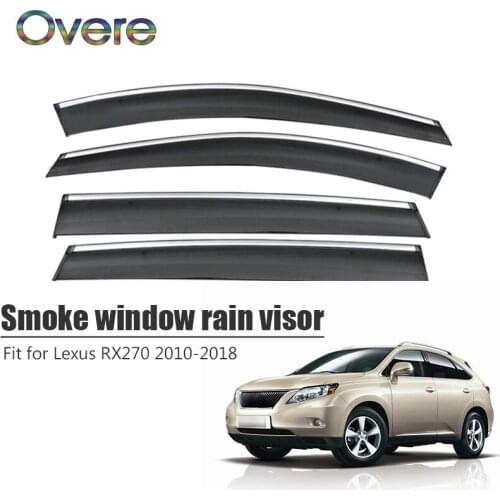 Overe 4Pcs/1Set Smoke Window Rain Visor For Lexus RX270/RX350 2010 2011 2012 2013 2014-2016 2017 Awnings Shelters Accessories