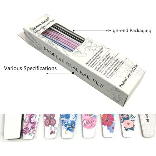 1Box New Nail File Flower Printed Nail buffer Colorful Lime a ongle 80/100/150/180/240 Professional Manicure Tools