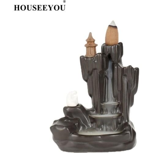 Sunset Mountain Backflow Incense Burner Stick Holder Stand Base Hand Crafts Waterfall Aromatherapy Aroma Censer Zen Room Use