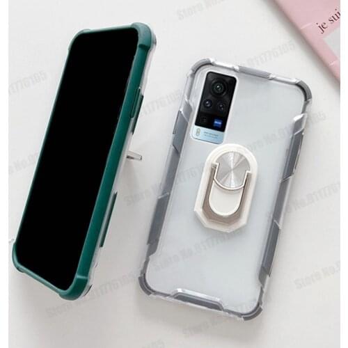 Clear Ring Stand Airbag Shockproof Case For VIVO IQOO NEO Z1X Z5 Y30 Y51 Y9C Y20 Y19 Y50 Y91 Y17 Candy Color Bumper Phone Cover