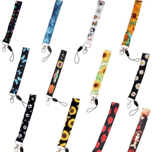 20pcs/lot BH1545 Blinghero Sunflower Daisy Mobile Phone Rope Neck Hanging Rope Cat Lanyard Universal Phone Hang Wrist Strap