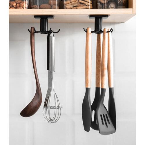 360 Degrees Rotated Kitchen Hooks Self Adhesive 6 Hooks Home Wall Door Hook Handbag Clothes Ties Bag Hanger Hanging Rack