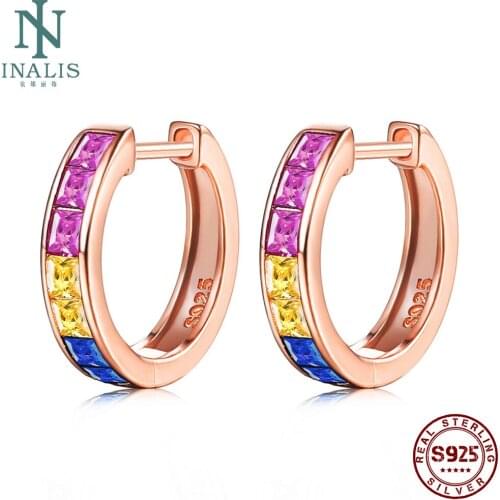 INALIS S925 Sterling Silver Clip Earrings For Women Color Cubic Zirconia Earrings Romantic Wedding Fine Jewelry New Listing