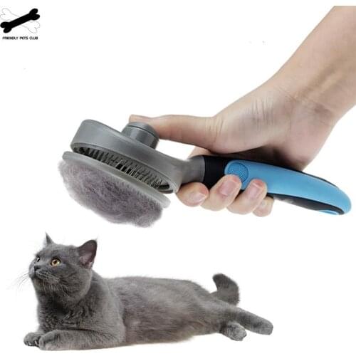 Pets Cat And Dog Hair Brush Self Cleaning Button Without Shedding Gentle Deshedding Efficient Pet Massage Brush For Householdpet