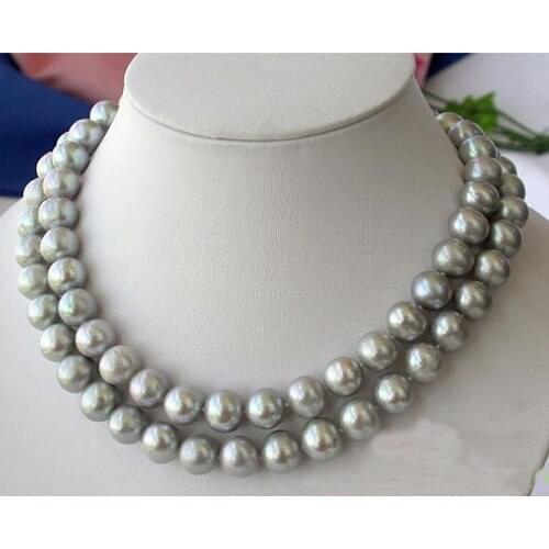 Unique Pearls jewellery Store AAA 33'' 12MM Gray Freshwater Cultured Pearl Necklace Fine Jewelry Charming Women Gift