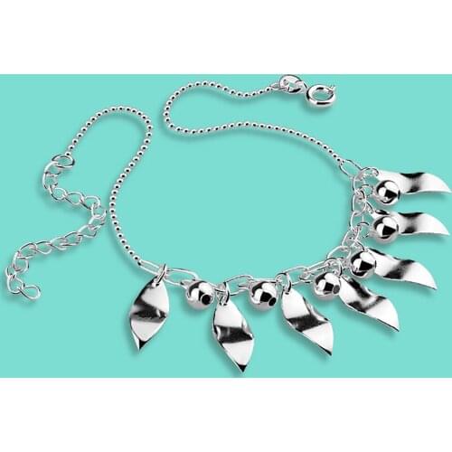 925sterling silver chains for women Fashion silver chains Leaf pendant ms foot ornaments of silver Summer collocation decoration