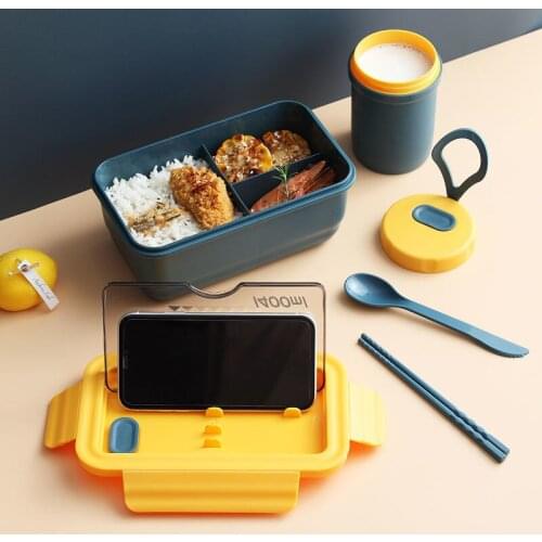 High Quality 1100/1400ml Microwave Lunch Box New Portable 2 Layer Food Container Healthy Lunch Bento Boxes Lunchbox with Cutlery