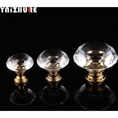 YNIZHURE 10PCS Diamond Crystal Glass Knobs Cupboard Pulls Drawer Knobs Kitchen Cabinet Handles Modern Style Furniture Pulls