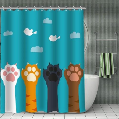 Pet Cat Animal Print Shower Curtains Waterproof Fabric Polyester Bath Screen Hippie Home Bathroom Boho Decor