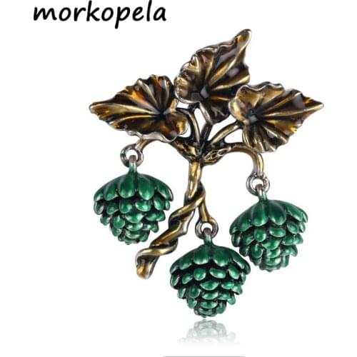 Morkopela Enamel Fruit Brooch Charm Rhinestone Pins And Brooches Fashion Clothes Accessories Gifts For Women Scarf Clip