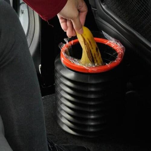 1PC Round Car Trash Can Foldable Auto Storage Bag Wastebasket Container Accessories