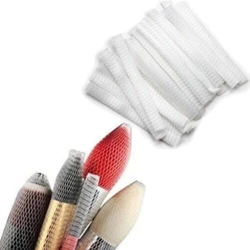 10/20/30Pcs Cosmetic Makeup Brushes Guards Mesh Protectors Cover Sheath Net White