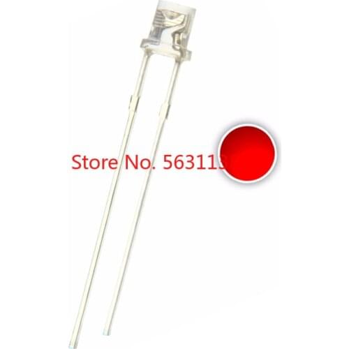 100pcs 3mm Red LED Emitting Diode Flat Top Lamp Transparent 620-625nm 3 mm Water Clear 20mA 2V Wide Angle Light Beads chip leds