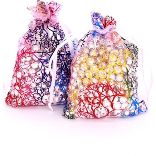 Fashion Jewelry Display Packing Bags Colorful Decoration Drawable Pouches&Bag Wedding Birthday Packing Organza Bags 100pcs/lot