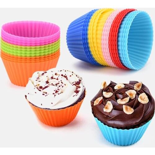 12 Pieces/Set Silicone Cupcake Cup Cake Baking Molds Silicon Home Kitchen Cooking Tools Round Shaped Fondant Chocolate Mold