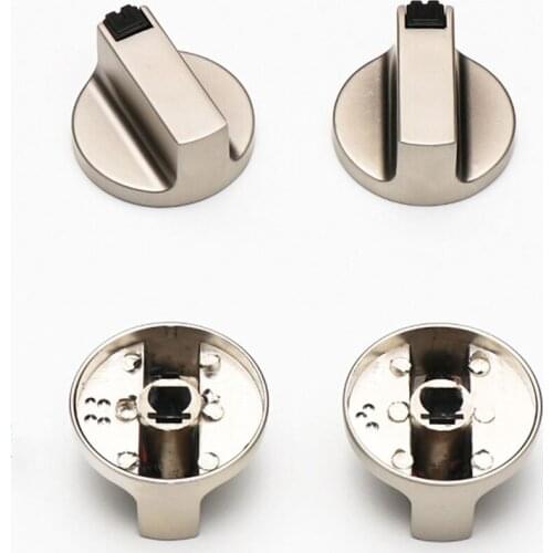 2PCS Metal 6mm/4mm Universal Silver Gas Stove Control Knobs Adaptors Oven Switch Cooking Surface Control Locks