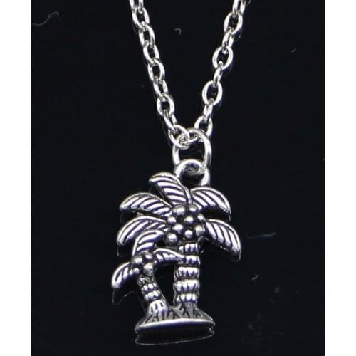 20pcs New Fashion Necklace 18x13mm palm tree coconut Pendants Short Long Women Men Colar Gift Jewelry Choker