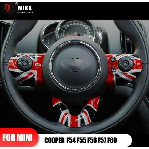 3PCS Car Steering Wheel Knob Panel Frame Cover Decoration Film Sticker Auto Interior Accessories For Cooper Mini F54 F55 F57 F60