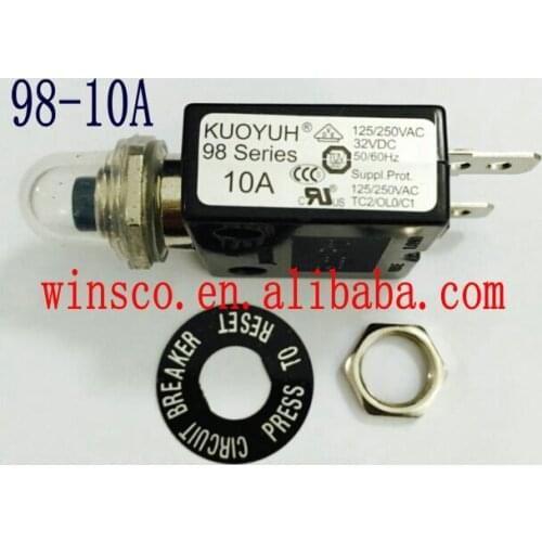98-10A Waterproof cap 100% NEW KUOYUH CIRCUIT BREAKER 98 SERIES 10A
