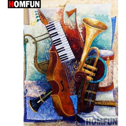 HOMFUN Full Square/Round Drill 5D DIY Diamond Painting "Musical instrument" Embroidery Cross Stitch 5D Home Decor Gift A17864