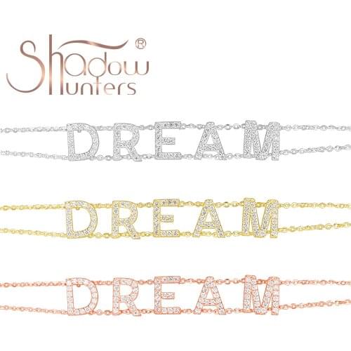 SHADOWHUNTERS Real 925 Sterling Silver DREAM Bracelet Letter Charms Women Luxury Jewelry Unique Gift For Friend Alphabet Chain
