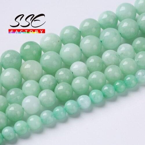 Natural Stone Beads Green Angelite For Jewelry Making Round Loose Beads DIY Bracelet Accessories 6 8 10mm 15" Strand Wholesale