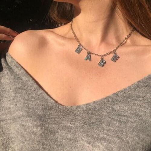 New Trend Silver Color Alphabet Pendant Fun Game Instruction Necklace Female Charm Party Clavicle Chain Jewelry Accessories