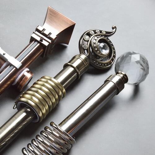 European retro rome rod single and double pole Plating art thick aluminum alloy decorate mute punch curtain track rod