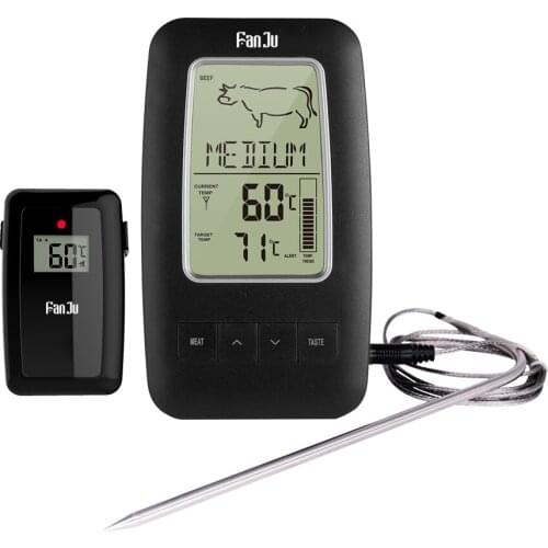 FanJu FJ2245 Kitchen Thermometer Oven BBQ Digital BBQ Electronic Alarm Wireless Stainless Steel Probe Food Temperature Meter