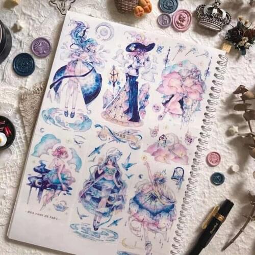 Fairy Star Moon Girl Washi Tape for Card Making Bullet Journal DIY Scrapbooking Decorative Sticker