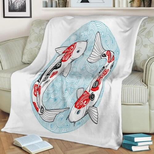 2 Kois doodle Flannel Throw Blanket 3D Printed Keep Warm Sofa Child Blanket Home Decor Textiles Dream Family Gift