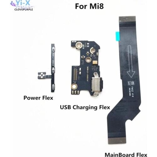 Power Volume Flex Cable & USB Charging Dock Flex Cable & Motherboard MainBoard Connections Flex Cable For Xiaomi 8 Mi 8 Mi8