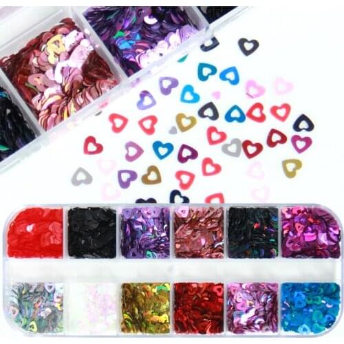 Holographic Sweet Love Heart Nail Glitter Sequins Rose Gold Silver Shining Laser Nail Art Paillette Manicure 3D Decorations