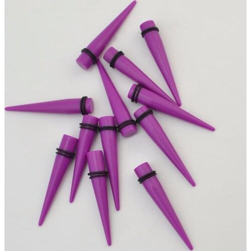 Idealway 12PCS Purple Acrylic Tapers Ear Plugs Gauge Stretching Kit Piercing Punk Women Men Piercing Body Jewelry