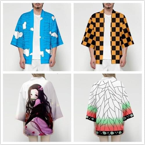 Demon Slayer Kimetsu no Yaiba Cosplay Kimono Haori Men Women Kimono Cardigan Japanese Clothing Asian Clothes couple kimono
