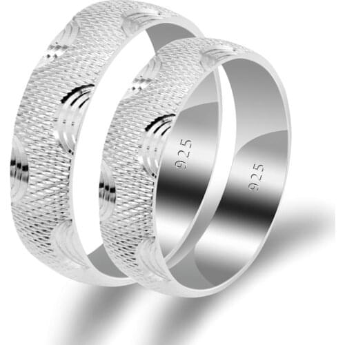 S925 Silver Couple Rings Set for Lover 925 Elegant Round 925 Sterling Silver Wedding Band Ring for Men Women Lovers Fine Jewelry