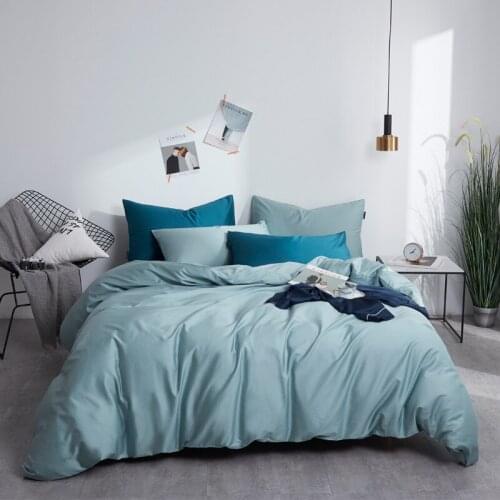 4 pcs Home bedding set luxury 60S soft Egyptian long staple cotton sateen bedding set solid color duvet case and pillowcase set