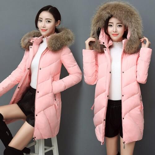 Womens winter jacket new high-end womens cotton coat Korean version of the self-cultivation fur collar hooded twill cotton sui