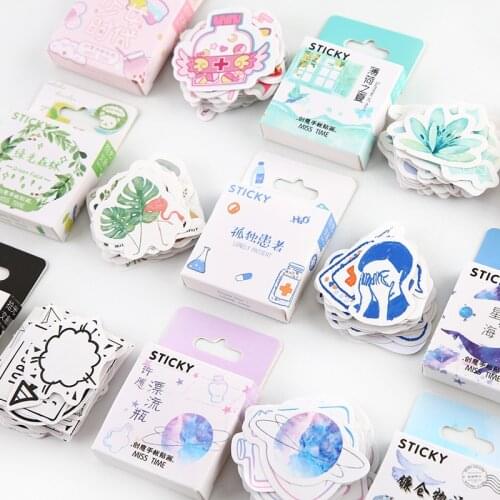 Cute Girl Generation Series Boxed Paper Sticker 46pcs Kawaii Stationery Diary Scrapbook Decoration Stickers