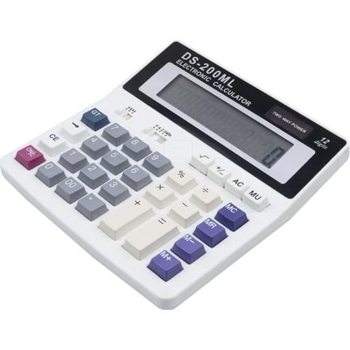 DS-200ML 12 Digits Muti-functional Battery Calculator Electronic Office Calculator Large computer keys computer Solar Calculator