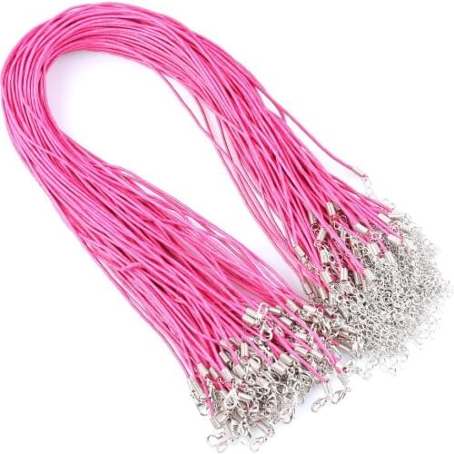 QianBei Bulk Trendy 30Pcs/lot Rose red Color Plastic line Alloy Lobster Clasp Chains Necklace Rope Jewelry Making Accessories