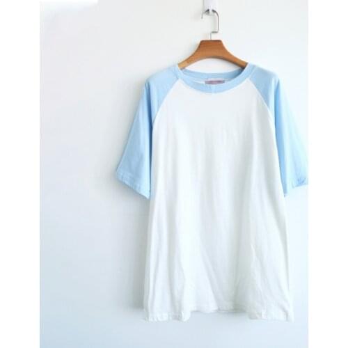 Fashion Hit Color Patchwork Top Women T Shirt Casual Short Sleeve T-shirt