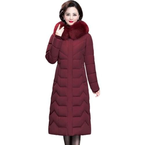 New women winter jacket Plus Size 6XL Thicken Warm jacket long coat fashion fur collar hooded outerwear female parkas mujer P34